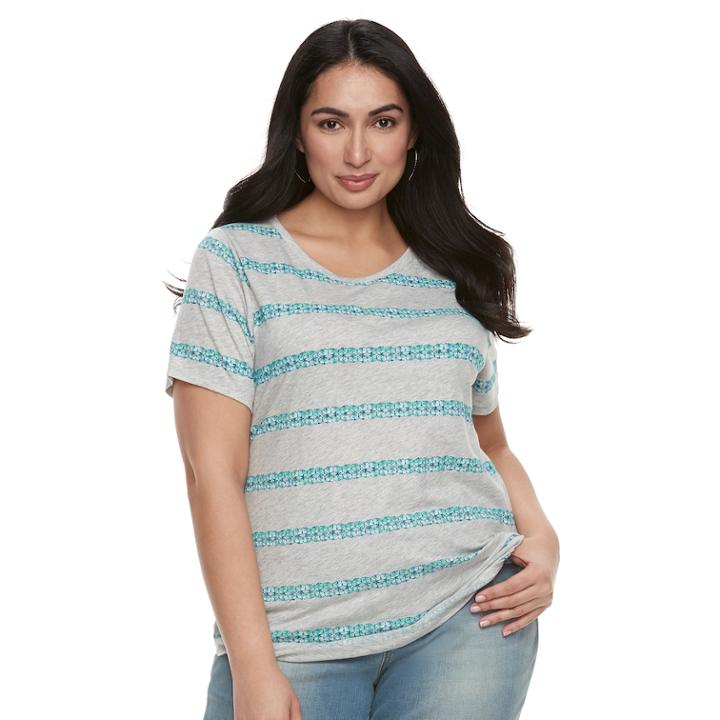 Plus Size Sonoma Goods For Life&trade; Essential Crewneck Tee, Women's, Size: 1xl, Turquoise/blue (turq/aqua)
