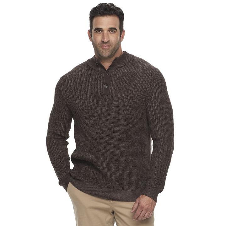 Big & Tall Croft & Barrow&reg; Classic-fit Waffle-weave Cardigan, Men's, Size: Xl Tall, Dark Brown