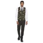 Men's Wd. Ny Slim-fit Black & Camo Suit Vest, Size: Large, Grey (charcoal)