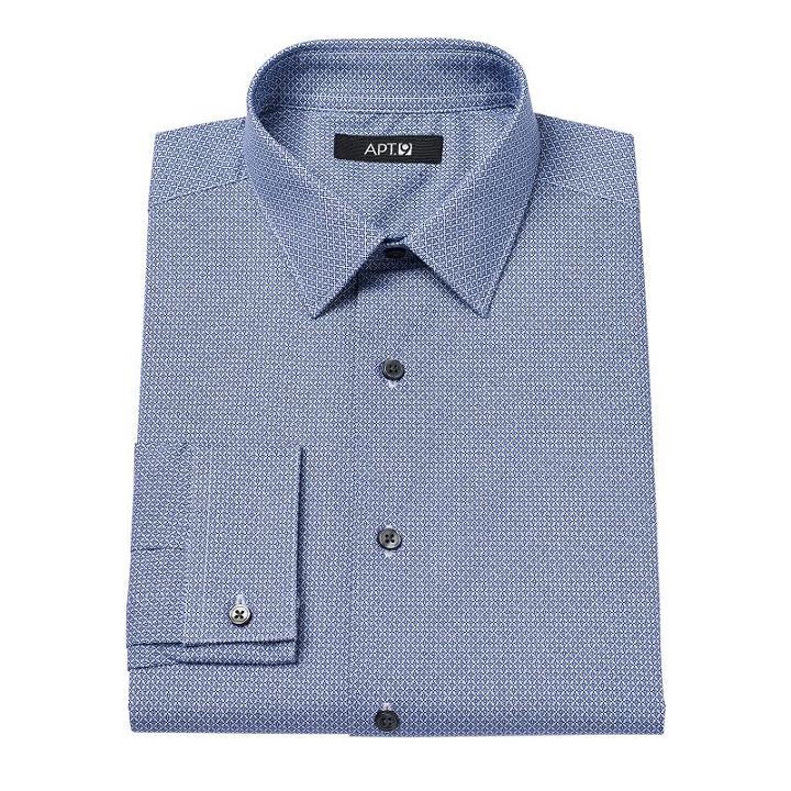 Men's Apt. 9&reg; Extra-slim Fit Gingham-checked Stretch Dress Shirt, Size: 17 36/37, Blue (navy)