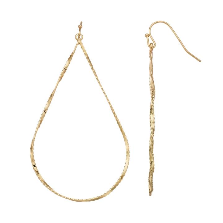 Lc Lauren Conrad Tear Drop Hoop Earrings, Women's, Gold