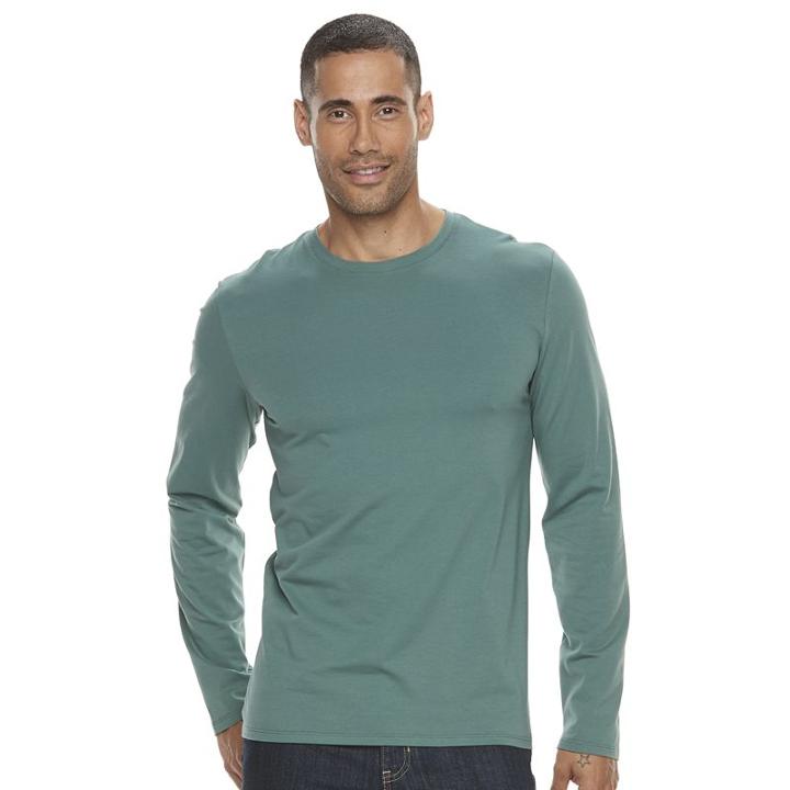 Big & Tall Apt. 9&reg; Premier Flex Classic-fit Stretch Crewneck Tee, Men's, Size: M Tall, Med Green