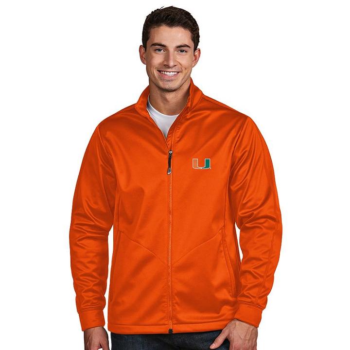 Men's Antigua Miami Hurricanes Waterproof Golf Jacket, Size: Xl, Brt Orange