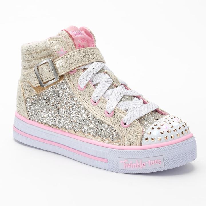 Skechers Twinkle Toes Shuffles Girls' High-top Light Up Sneakers, Size: 12, Orange