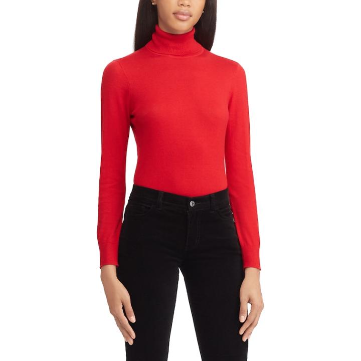 Women's Chaps Ribbed Turtleneck Sweater, Size: Xs, Red