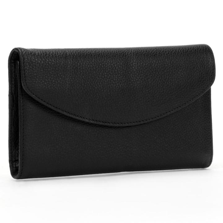 Dopp Leather Framed Organizer Clutch Wallet, Women's, Black
