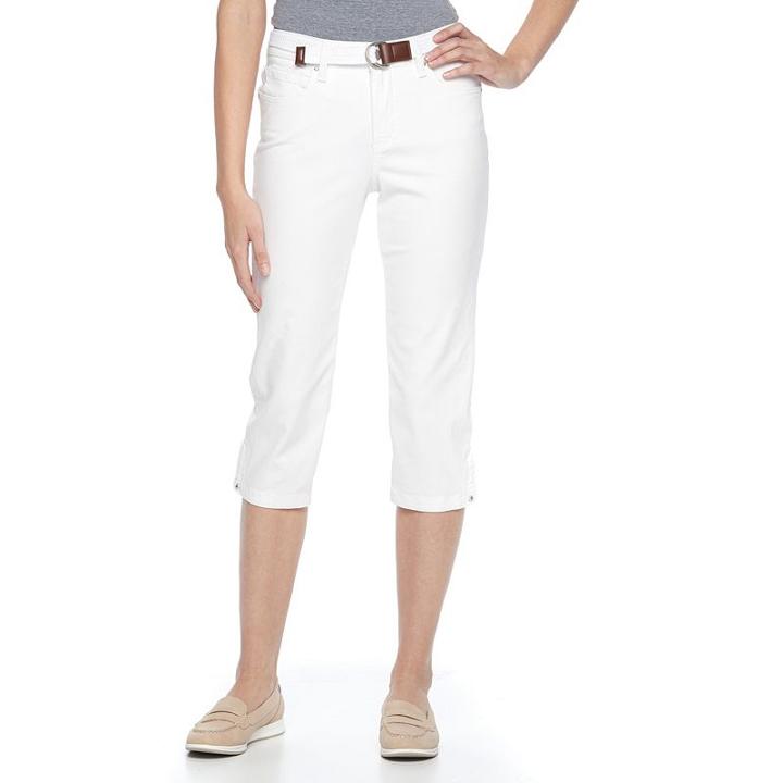 Women's Croft & Barrow&reg; Belted Capris, Size: 18, White