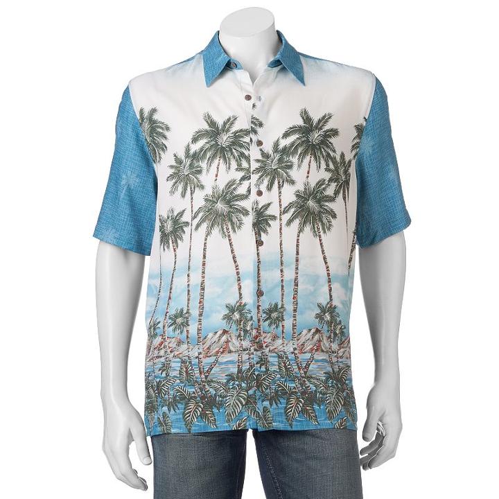 Men's Batik Bay Tropical Casual Button-down Shirt, Size: Large, Turquoise/blue (turq/aqua)