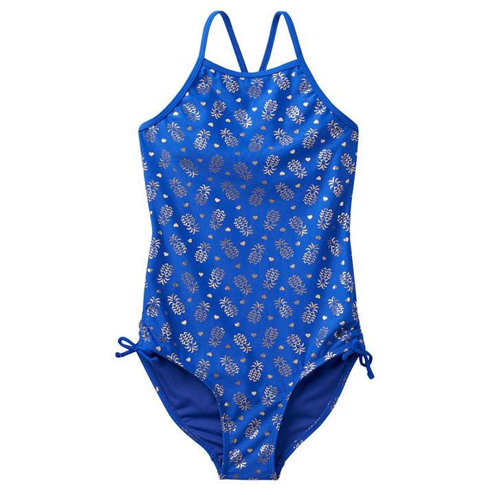 Girls 7-16 So&reg; Foil Pineapple Printed One-piece Swimsuit, Girl's, Size: M(10), Blue