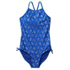 Girls 7-16 So&reg; Foil Pineapple Printed One-piece Swimsuit, Girl's, Size: M(10), Blue