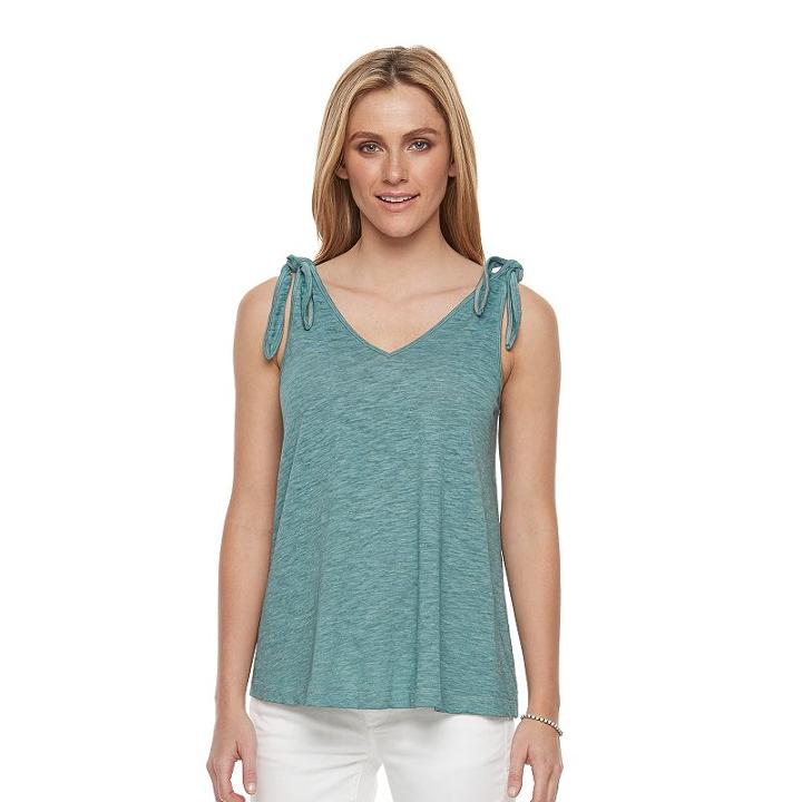 Women's Sonoma Goods For Life&trade; Bow Tank, Size: Small, Green