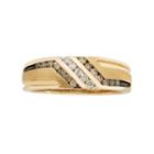 Men's 10k Gold 3/8 Carat T.w. Diamond Striped Wedding Band, Size: 12, Brown