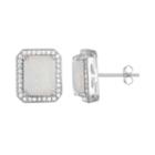 Sterling Silver Lab-created Opal & White Sapphire Octagon Stud Earrings, Women's