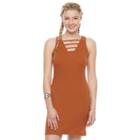 Juniors' Mudd&reg; Ladder V-neck Bodycon Dress, Girl's, Size: Xs, Med Brown