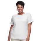 Plus Size Croft & Barrow&reg; Mixed Lace Short Sleeve Tee, Women's, Size: 4xl, White