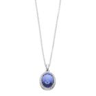 Brilliance Silver Tone Oval Halo Pendant Necklace With Swarovski Crystals, Women's, Purple