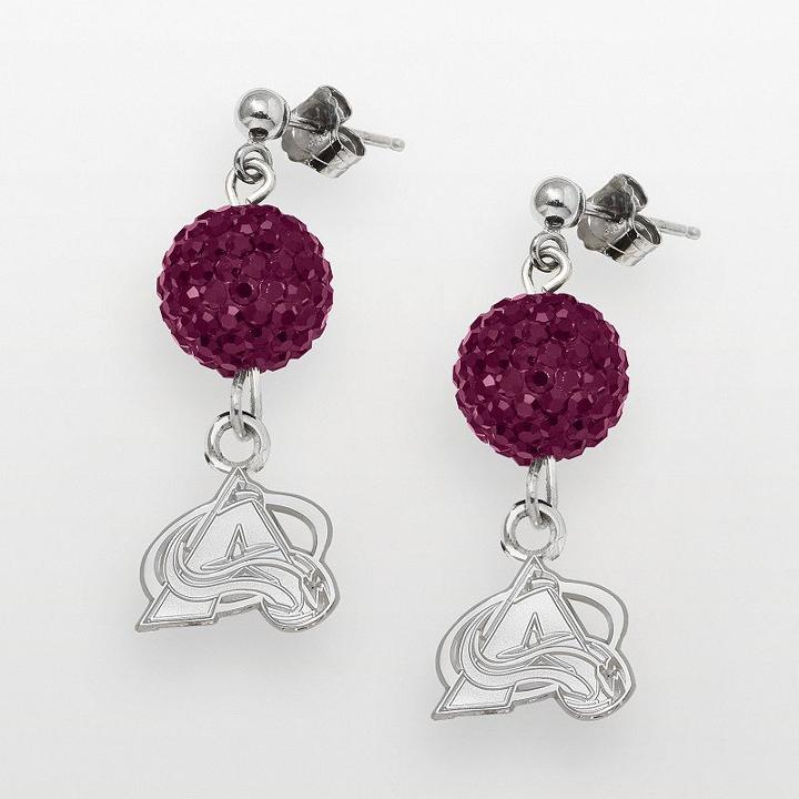 Logoart Colorado Avalanche Sterling Silver Crystal Ball Drop Earrings, Women's, Red