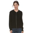Women's Croft & Barrow&reg; Chevron Bomber Sweater, Size: Large, Black