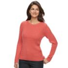 Women's Croft & Barrow&reg; Essential Cable-knit Crewneck Sweater, Size: Xl, Drk Orange