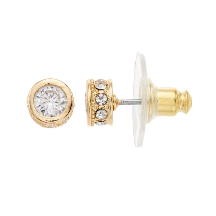 Napier Gold Tone Cubic Zirconia Stud Earrings, Women's, Silver