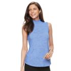 Women's Croft & Barrow&reg; Sleeveless Floral Mockneck Top, Size: Xs, Blue (navy)