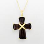 10k Gold Smoky Quartz Cross Pendant, Women's, Size: 18, Brown