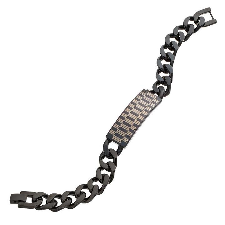 Men's Stainless Steel Id Bracelet, Size: 8.5, Black