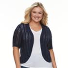 Plus Size Croft & Barrow&reg; Pointelle Shrug, Women's, Size: 2xl, Blue