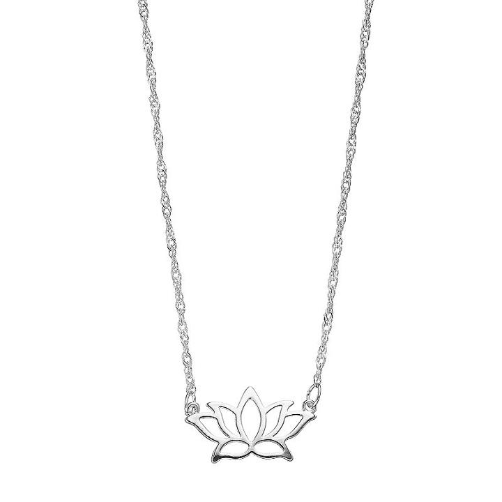 Lc Lauren Conrad Silver Tone Lotus Flower Necklace, Women's