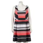 Juniors' Plus Size Trixxi Scuba Striped Skater Dress, Girl's, Size: 14 W, White Oth