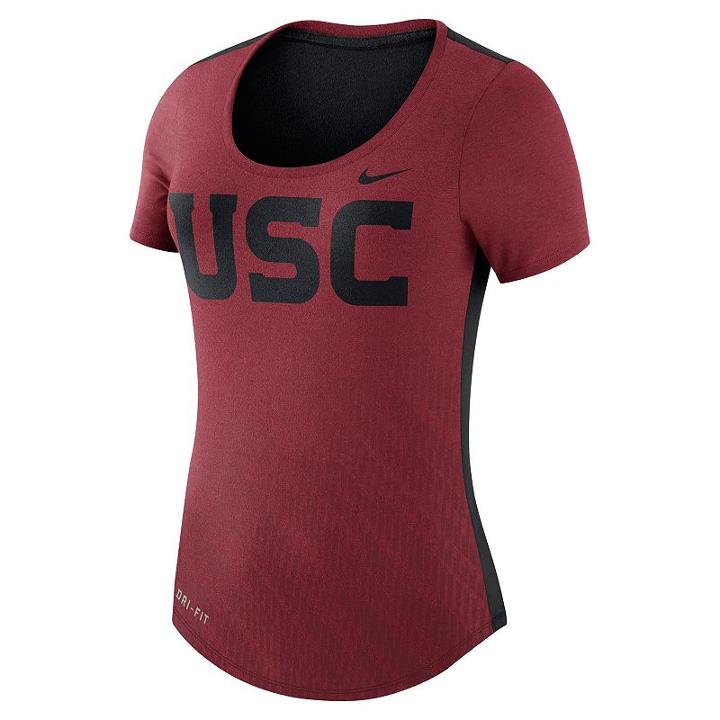 Women's Nike Usc Trojans Dri-fit Scoopneck Tee, Size: Small, Red