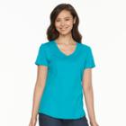 Women's Croft & Barrow&reg; Essential V-neck Tee, Size: Medium, Turquoise/blue (turq/aqua)