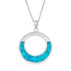 Lab-created Blue Opal Sterling Silver Circle Pendant Necklace, Women's, Size: 18