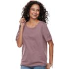 Juniors' Mudd&reg; Lace-up Sleeve Boxy Varsity Tee, Teens, Size: Xl, Drk Purple