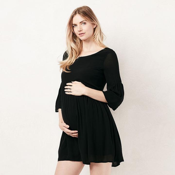 Maternity Lc Lauren Conrad Shirred Shift Dress, Women's, Size: Xl-mat, Black
