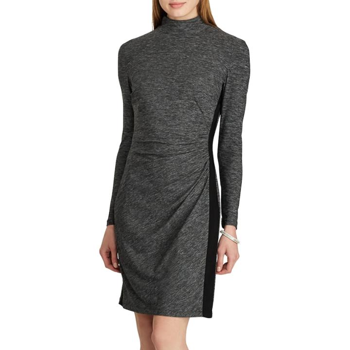 Women's Chaps Mockneck Jersey Sheath Dress, Size: 4, Grey