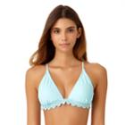 Juniors' California Sunshine Crochet Triangle Bikini Top, Women's, Size: Xl, Light Blue