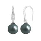 Dyed Freshwater Cultured Pearl & Lab-created Sapphire Sterling Silver Earrings, Women's, Grey