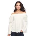 Women's Double Click Solid Off-the-shoulder Lace Top, Size: Small, Natural