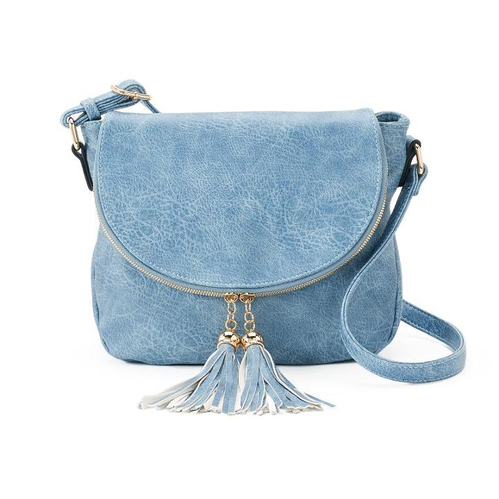 Deluxity Tassel Flap Crossbody Bag, Women's, Blue Other
