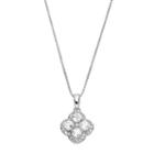 Sterling Silver White Topaz Flower Pendant Necklace, Women's, Size: 18