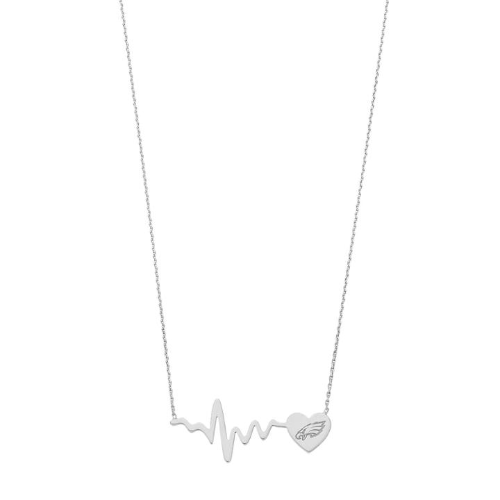 Sterling Silver Philadelphia Eagles Heartbeat Necklace, Women's, Size: 18, Grey
