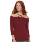 Women's Rock & Republic&reg; Strappy Off-the-shoulder Top, Size: Xs, Dark Red