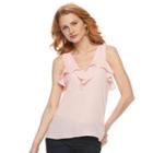 Women's Harve Benard Ruffled Georgette Tank, Size: Xl, Light Pink