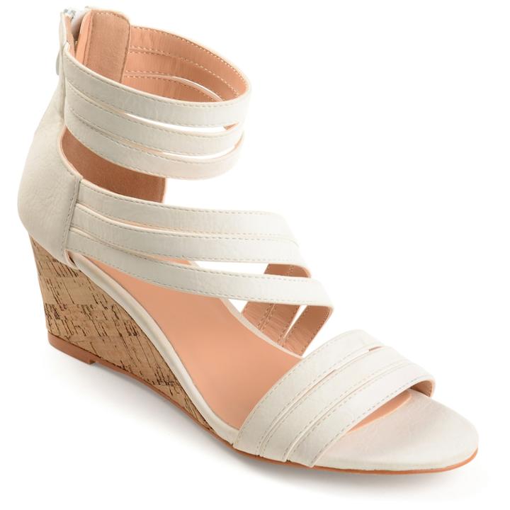 Journee Collection Loki Women's Wedge Sandals, Size: Medium (7.5), White