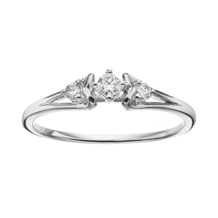 Sterling Silver 1/6 Carat T.w. Diamond 3-stone Promise Ring, Women's, Size: 8, White