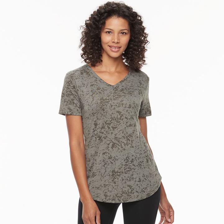 Women's Tek Gear&reg; Easy Burnout V-neck Yoga Tee, Size: Xs, Dark Green