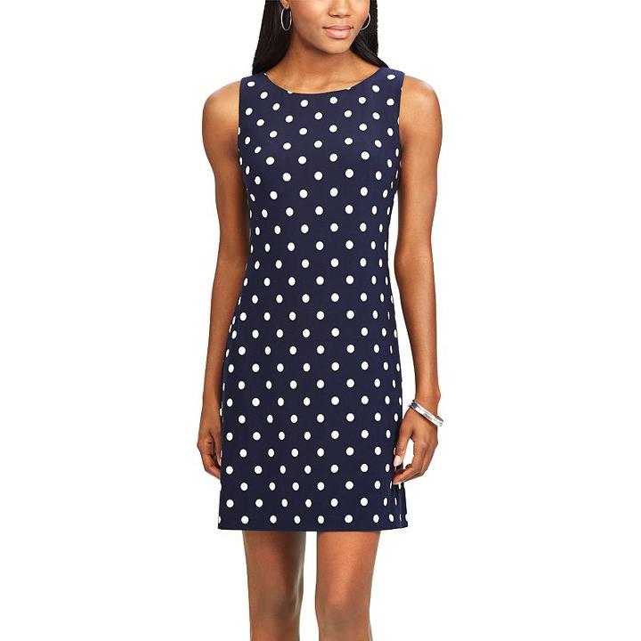 Women's Chaps Polka-dot Sheath Dress, Size: Xs, Blue (navy)