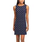 Women's Chaps Polka-dot Sheath Dress, Size: Xs, Blue (navy)