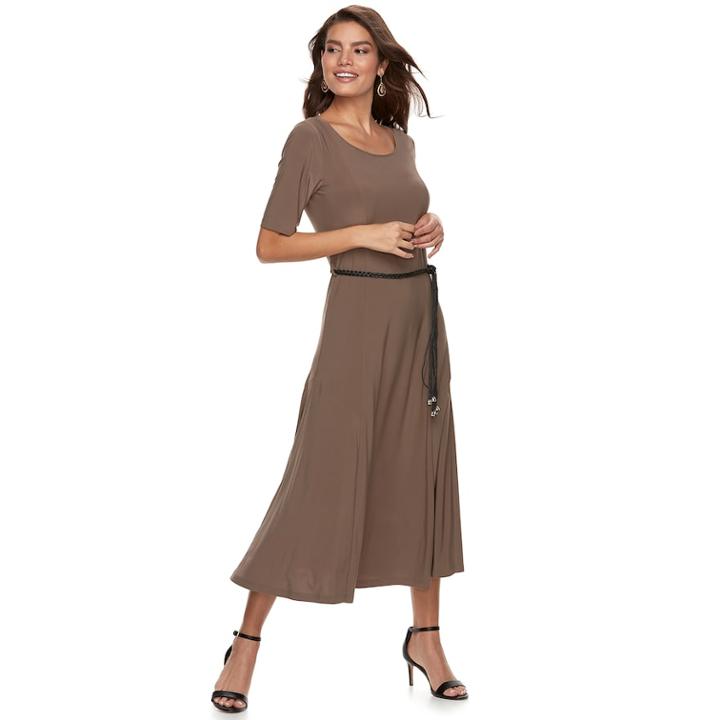 Women's Nina Leonard Solid Midi Dress, Size: Xl, Black